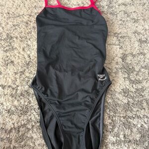 Speedo Grey One Piece with Pink Accents